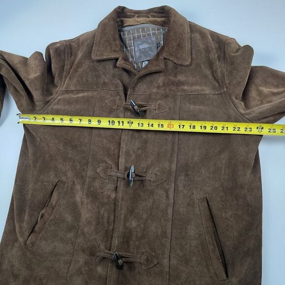J.Crew Men’s Brown Label Suede‎ Leather Coat / Jacket Large Zipper Lining Toggle - Picture 6 of 13